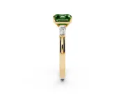 Asscher Cut Three Stone Engagement Ring Setting for a Fancy Green Lab-Grown Diamond | Tapered Baguettes | Yellow Gold
