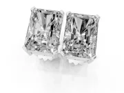 Radiant Cut Diamond Solitaire Stud Earrings Set in Silver with Basket Setting