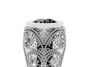 Fancy Black Round Cut Diamond Bezel Ring Set in Silver with Milgrain Accent Band