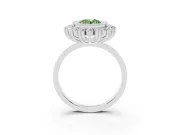 Oval Bezel Halo Engagement Ring Setting for a Fancy Green Lab-Grown Diamond | Platinum