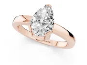 Pear Cut Diamond Solitaire Ring Set in Rose gold with Prong Head and Smooth Polished Band