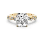 Radiant Cut Diamond Cluster Solitaire Ring Set in Yellow gold with Prong Setting