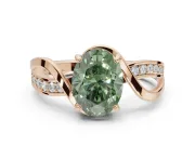 Oval Bypass Solitaire Engagement Ring Setting for a Fancy Green Lab-Grown Diamond | Pavé and Plain Strands | Rose Gold