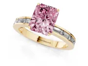 Radiant Cut Channel Set Engagement Ring Setting for a Fancy Pink Lab-Grown Diamond | Yellow Gold