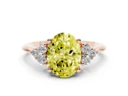 Oval Cluster Accent Engagement Ring Setting for a Fancy Yellow Lab-Grown Diamond | Rose Gold