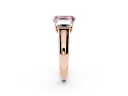 Emerald Cut Three Stone Engagement Ring Setting for a Fancy Pink Lab-Grown Diamond | Basket Prong Heads | Rose Gold