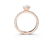 Pear-Shaped Pavé Solitaire Engagement Ring Setting | Shared Prong Band | Rose Gold