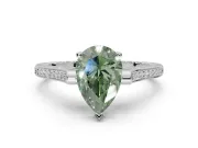 Pear-Shaped Engagement Ring Setting for a Fancy Green Lab-Grown Diamond | Sterling Silver - Design NV-24586
