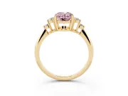 Oval Cluster Accent Engagement Ring Setting for a Fancy Pink Lab-Grown Diamond | Yellow Gold