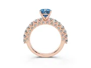 Cushion Cut Shared Prong Engagement Ring Setting for a Fancy Blue Lab-Grown Diamond | Rose Gold