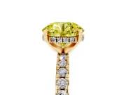 Round Hidden Halo Solitaire Engagement Ring Setting for a Fancy Yellow Lab-Grown Diamond | Pave Band | Yellow Gold