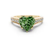 Heart-Shaped Graduated Pavé Engagement Ring Setting for a Fancy Green Lab-Grown Diamond | Yellow Gold