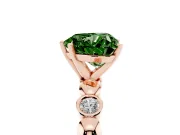 Fancy Green Heart Cut Diamond Solitaire Ring Set in Rose gold with Bezel-Set Accents on Beaded Band and Prong Setting
