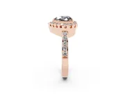 Heart-Shaped Milgrain Halo Engagement Ring Setting for a Black Center | Pavé Shoulders | Rose Gold