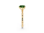 Fancy Green Heart Cut Diamond Solitaire Ring Set in Yellow gold with Bamboo Band and Prong Setting