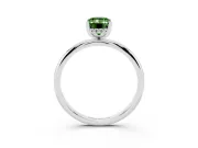Fancy Green Emerald Cut Diamond Solitaire Engagement Ring Set in White gold with Prong Setting and Polished Band