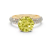 Round Domed Pavé Engagement Ring Setting for a Fancy Yellow Lab-Grown Diamond | Yellow Gold