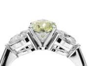Pear-Shaped Three-Stone Ring Setting for a Fancy Yellow Lab-Grown Diamond | Pear Side Stones | Sterling Silver