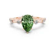 Pear-Shaped Bar Set Engagement Ring Setting for a Fancy Green Lab-Grown Diamond | Rose Gold