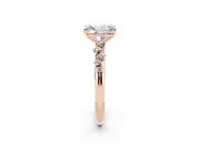 Radiant Cut Diamond Cluster Solitaire Ring Set in Rose gold with Prong Setting