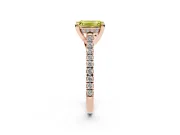 Emerald Cut Hidden Halo Pave Engagement Ring Setting for a Fancy Yellow Lab-Grown Diamond | Claw Prongs | Rose Gold