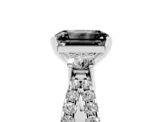 Fancy Black Emerald Cut Diamond Three-Stone Ring Set in Platinum with Pavé Split Shank and Prong Setting