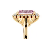 Emerald Cut Starburst Halo Engagement Ring Setting for a Fancy Pink Lab-Grown Diamond | Yellow Gold