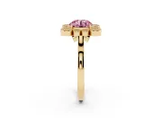 Round Milgrain Cluster Halo Engagement Ring Setting for a Fancy Pink Lab-Grown Diamond | Plain Band | Yellow Gold