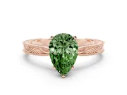 Pear-Shaped Engraved Engagement Ring Setting for a Fancy Green Lab-Grown Diamond | Rose Gold