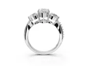 Pear-Shaped Three Stone Engagement Ring Setting | Tapered Pave Band | Platinum