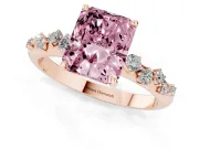 Fancy Pink Radiant Cut Diamond Cluster Solitaire Ring Set in Rose gold with Prong Setting
