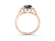 Round Cluster Accent Engagement Ring Setting for a Black Center | Plain Band | Rose Gold
