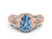 Pear-Shaped Vintage Milgrain Engagement Ring Setting for a Fancy Blue Lab-Grown Diamond | Hidden Halo | Rose Gold