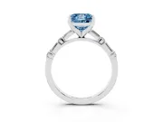 Fancy Blue Princess Cut Diamond Solitaire Set in Silver with Side Baguettes and Channel Set Band