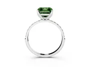 Asscher Cut Pave Engagement Ring Setting for a Fancy Green Lab-Grown Diamond | Slim Band | Platinum
