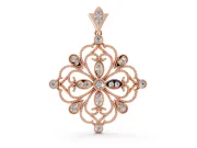 Round Lab-Grown Diamond Vintage Floral Scrollwork Pendant Necklace | Milgrain Edges | Rose Gold