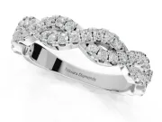 Round Lab-Grown Diamond Twisted Pavé Half Eternity Band | Interwoven Strands | White Gold