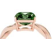 Fancy Green Asscher Cut Diamond Solitaire Twisted Pavé Ring Set in Rose gold with Prong Setting