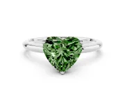 Fancy Green Heart Cut Diamond Solitaire Engagement Ring Set in Platinum with Prong Setting and Polished Band