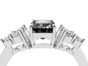 Fancy Black Emerald Cut Diamond Solitaire Ring Set in Platinum with Cluster Accents on Each Side