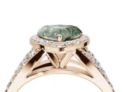 Heart-Shaped Halo Pavé Engagement Ring Setting for a Fancy Green Lab-Grown Diamond | Narrow Split Shank | Rose Gold
