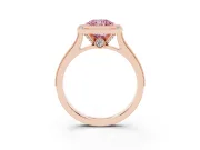 Radiant Cut Vintage Milgrain Halo Engagement Ring Setting for a Fancy Pink Lab-Grown Diamond | Bezel Head | Rose Gold