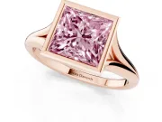 Princess Cut Bezel Engagement Ring Setting for a Fancy Pink Lab-Grown Diamond | Rose Gold
