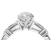 Marquise Tapered Baguette Engagement Ring Setting | Bar Set Sides | Sterling Silver