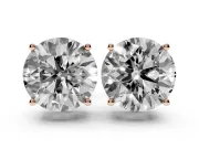 Round Cut Diamond Solitaire Stud Earrings Set in Rose gold with Basket Setting