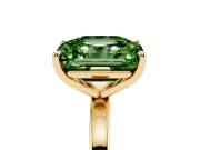 Fancy Green Asscher Cut and Emerald Cut Toi Moi Ring Set in Yellow gold with Prong Setting