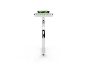 Emerald Cut Thin Halo Engagement Ring Setting for a Fancy Green Lab-Grown Diamond | Plain Band | Sterling Silver