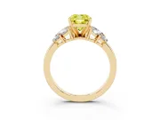 Fancy Yellow Cushion Cut Diamond Cluster Leaf Design Ring Set in Yellow gold with Prong Setting