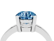 Fancy Blue Round Cut Diamond Solitaire Ring Set in Silver with Prong Head and Smooth Polished Band