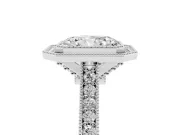Radiant Cut Vintage Milgrain Halo Engagement Ring Setting | Bezel Head | Sterling Silver